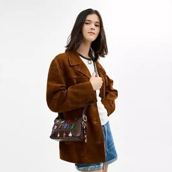 NWT Coachtopia Alter Ego Small Slouchy Bag Maple Brown Charms - Picture 4 of 11